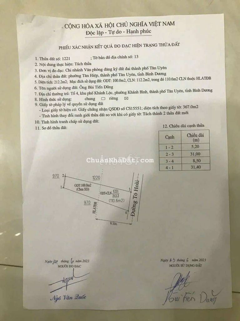 2 lô sr mặt tiền tân hiệp.5x31 và 7x31