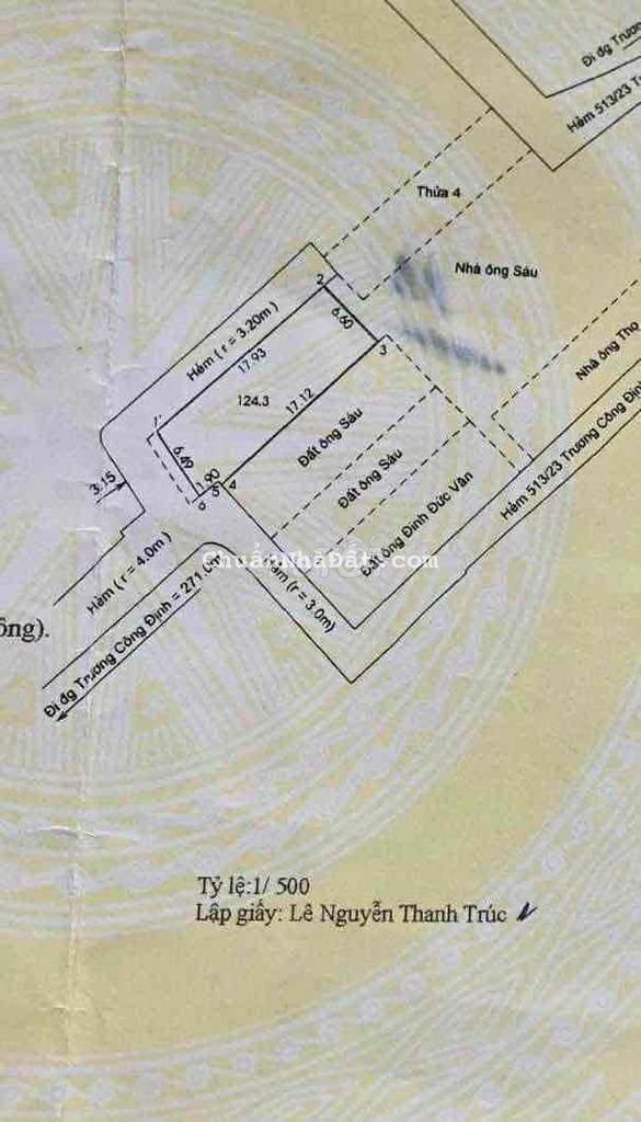 BÁN ĐẤT TRƯƠNG CÔNG ĐỊNH P7 VT 124m(6,5x19) giá chỉ 6,7 tỷ TL