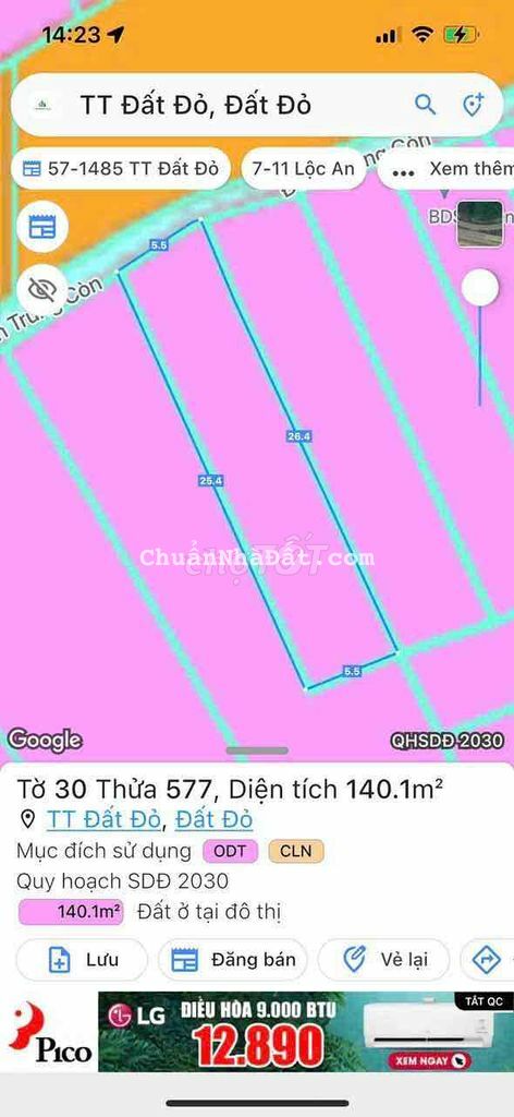 Mặt tiền đường Đoàn Trung Còn tt Đất Đỏ gần KcN giá ngộp