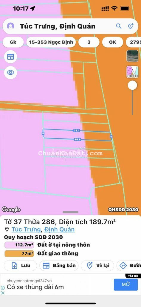 MẶT TIỀN QUỐC LỘ 20 KINH DOANH 5MX40M CHỈ 1TY7