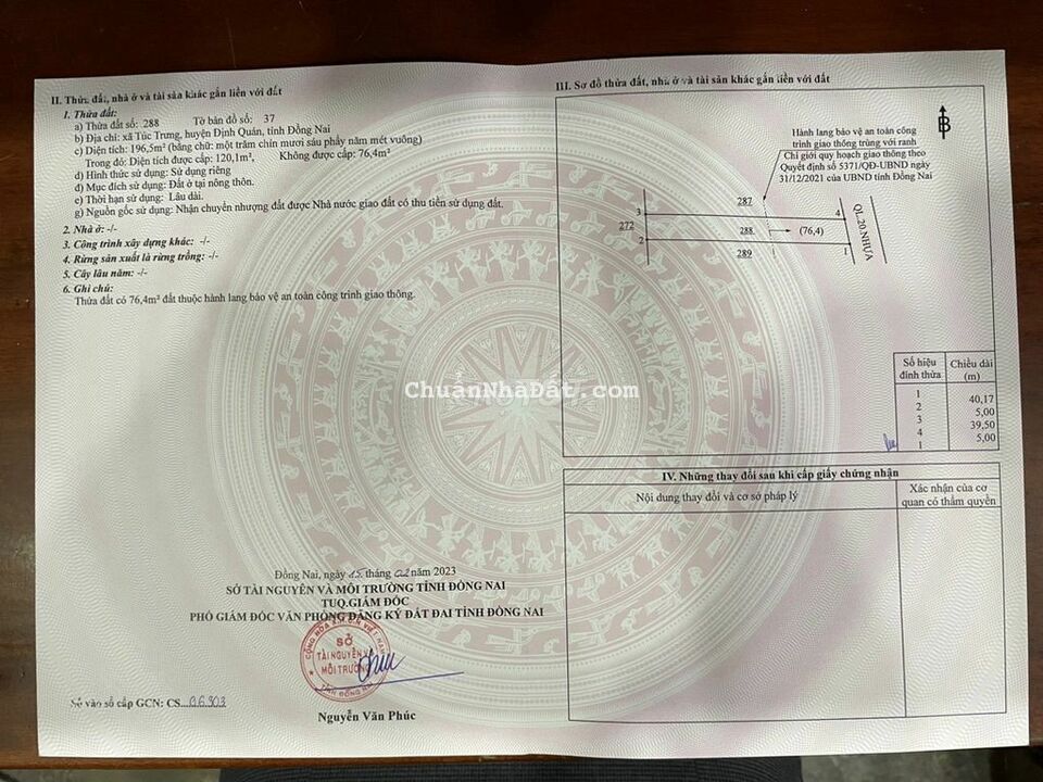 MẶT TIỀN QUỐC LỘ 20 KINH DOANH 5MX40M CHỈ 1TY7