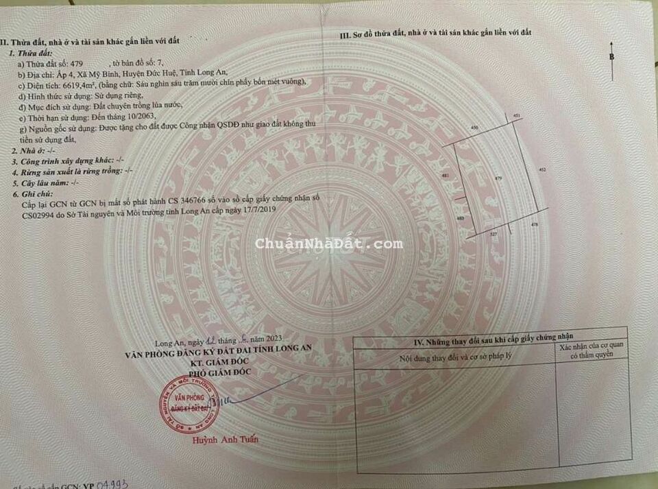 Gửi anh chị 2% bán giúp em đất ở Mỹ Bình Đức Huệ Long An