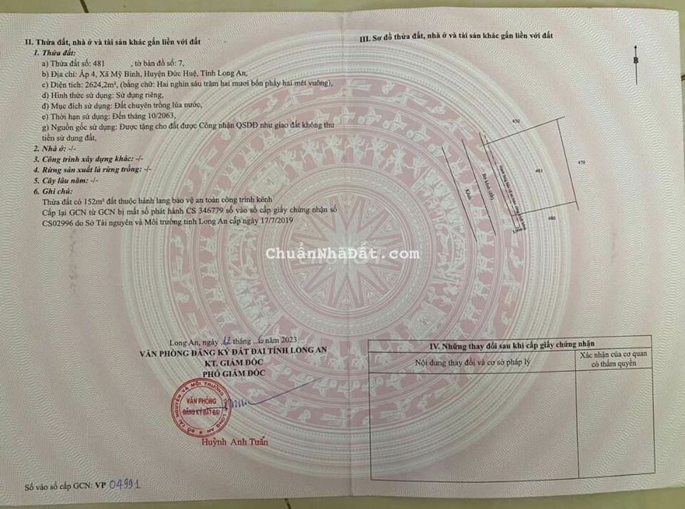 Gửi anh chị 2% bán giúp em đất ở Mỹ Bình Đức Huệ Long An