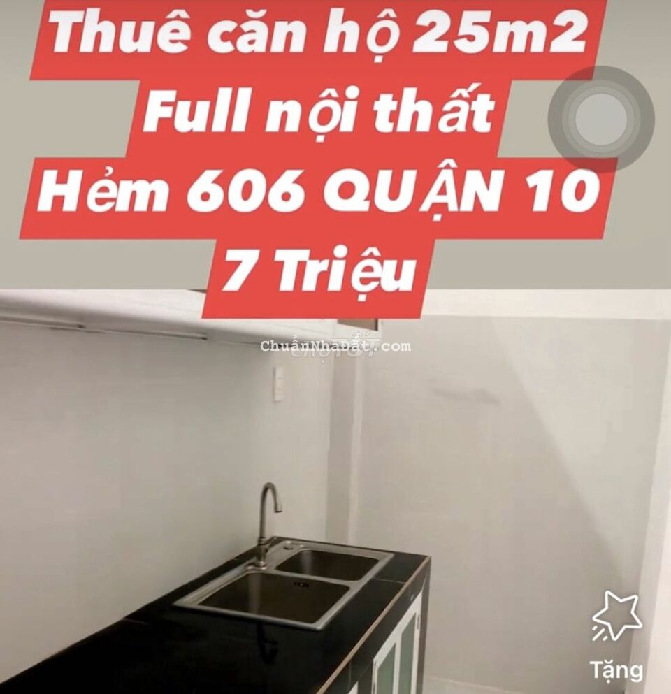 Chỉ 7.0 triệu căn hộ 30m2 quận 10, full nội thất, tháng máy, tự do