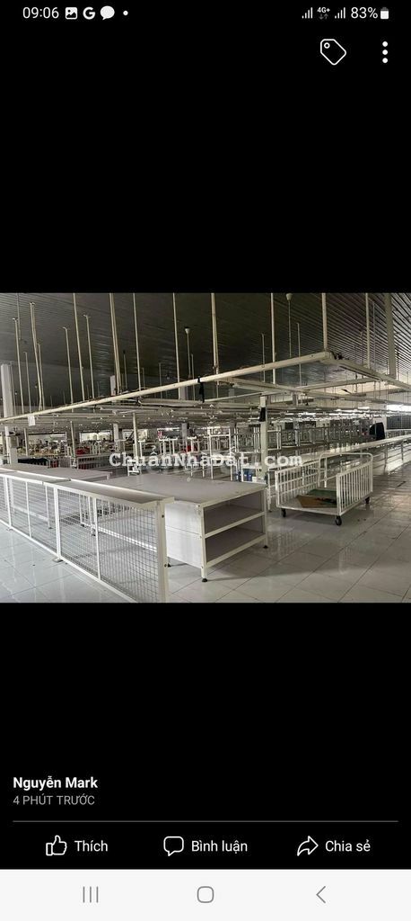 Cho thuê xưởng 2000m hóc môn .có bàn ghế chuyền may .dàn đèn .bàn cắt