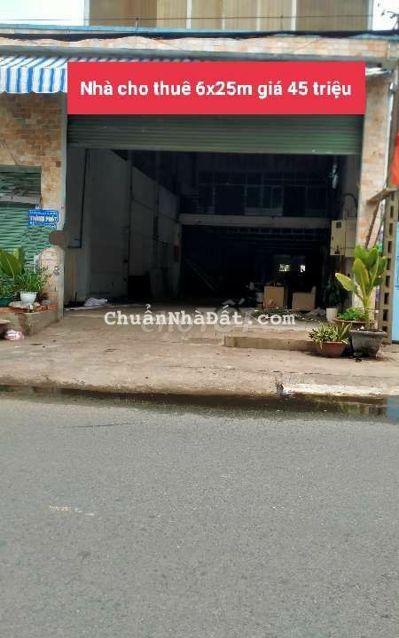 CHO THUÊ NHÀ 6x25 MT ĐƯỜNG LŨY BÁN BÍCH NGAY BÀU CÁT-TÂN PHÚ- CHỈ 45TR
